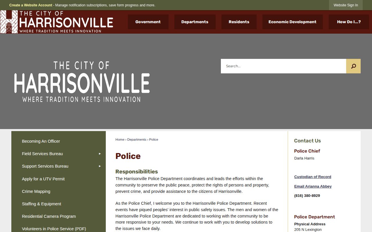 Cass County Harrisonville Police Department official arrest-record source